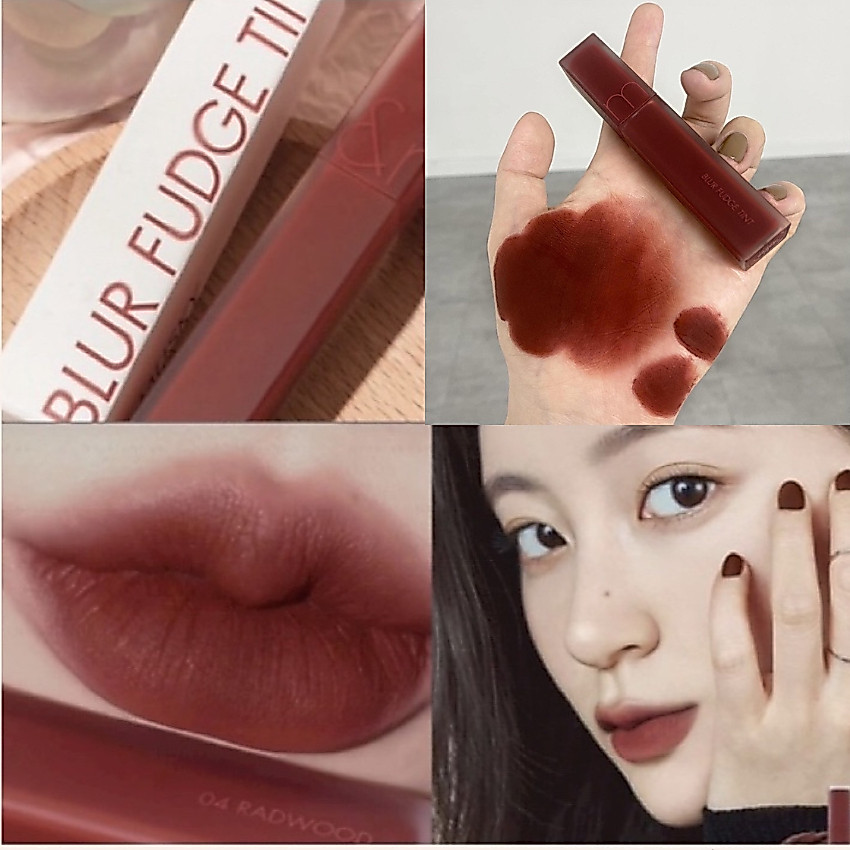 Son Romand Blur 04 Đỏ Nâu, Son Kem Bùn Romand Blur Fudge Tint Màu 04 Radwood