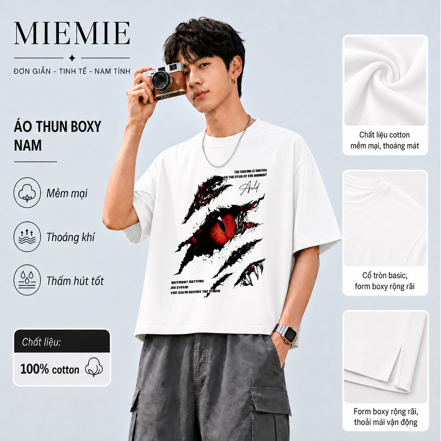 COD (Giao hàng trong 24 giờ)MIEMIE.Áo Thun Boxy Local Brand Tay Ngắn Cotton 250gsm Áo Phông Forrm Rộ
