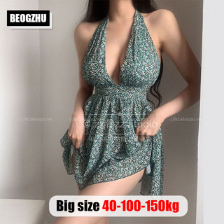  Đầm Yếm Mini BEOGZHU Bigsize Đầm Hoa Nhí Sexy Cổ Chữ V Khoét Sâu Dáng Ôm Vintage Kiểu Hàn Quốc Mùa Hè Váy Thời Trang Đẹp Cho Nữ