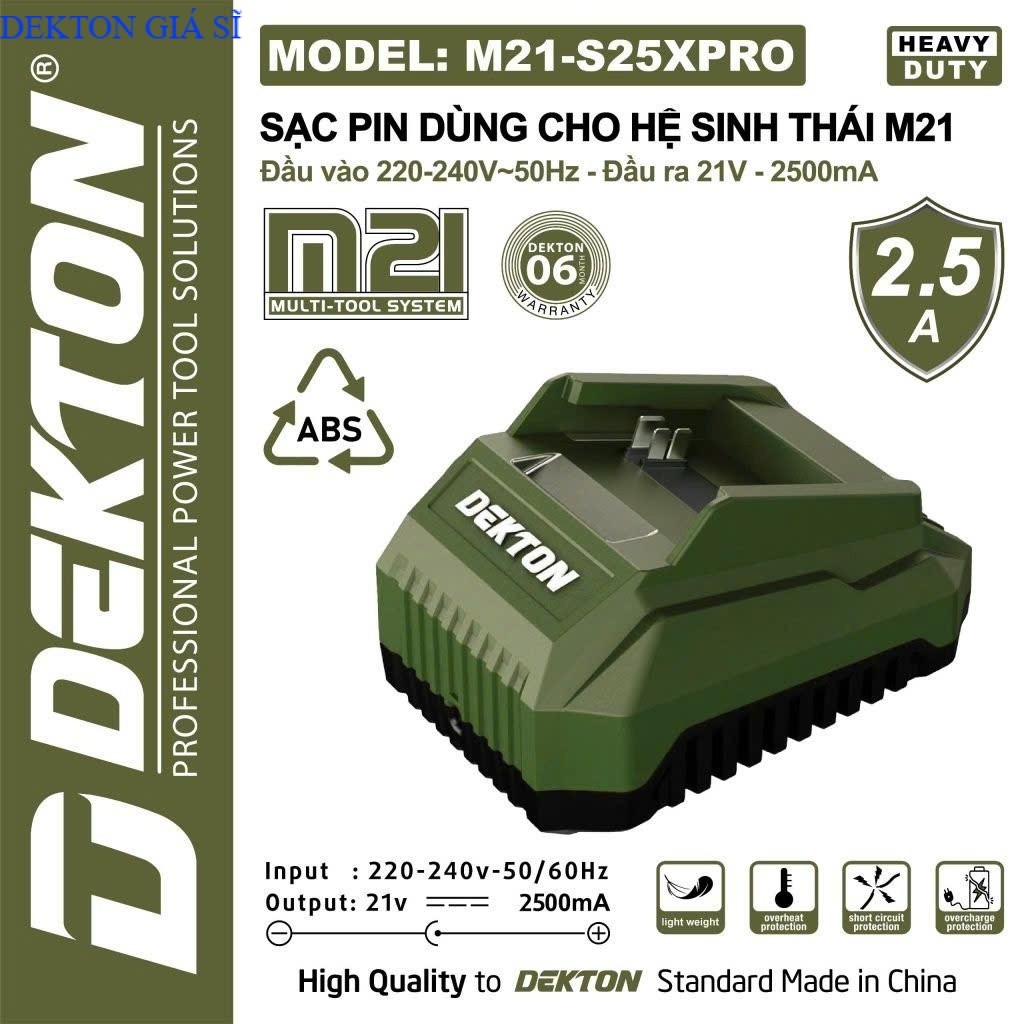 Sạc pin DEKTON M21-S25XPRO 21V 2.5A – Sạc pin M21= DEKTON GIÁ SĨ