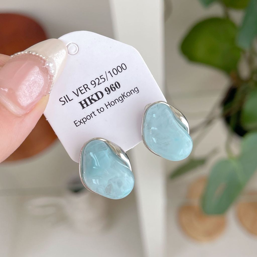 Bạc Hà Xanh Nhựa Kết Cấu Mờ Bông Tai Hình Học Nữ Bạc Kim Niche Thiết Kế Cảm Thấy Băng Trong Suốt Tin