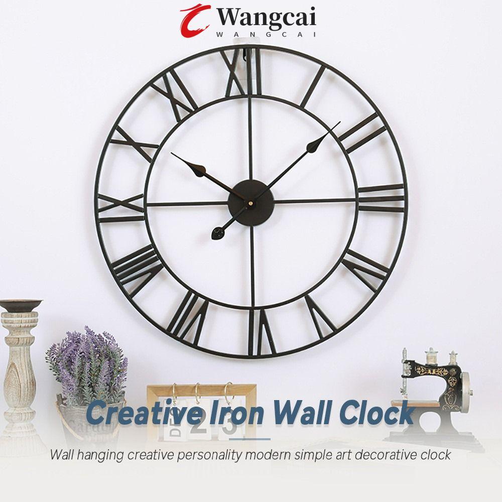 Đồng hồ số La Mã WANCGAI, Đồng hồ sắt kim loại 3D 40cm, Đồng hồ treo tường tròn lớn thời trang Trang