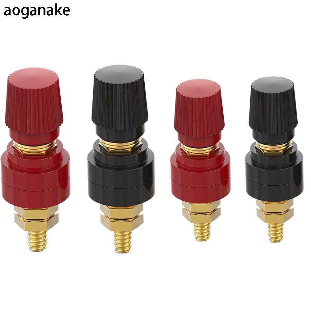 AOGANAKE Post Terminal Blocks, Brass M6 M8 Binding Post Terminal, Terminal Red Black Post Connector