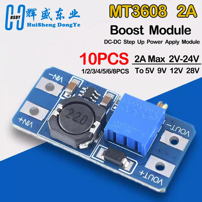 1-10 CÁI MT3608 Boost Module DC-DC Step Up Converter Booster Power Supply Module Board 2A Max 2V-24V