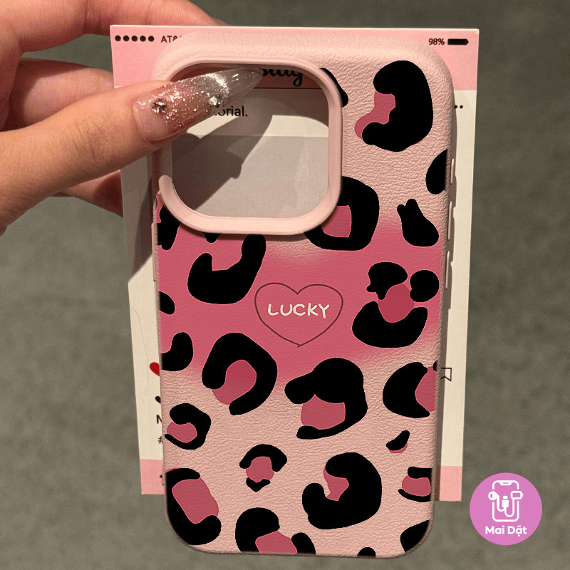 Leopard print love Cute girl Leather Phone Case For iPhone 11 12 13 14 15 16 17 XS max Soft Case Gir