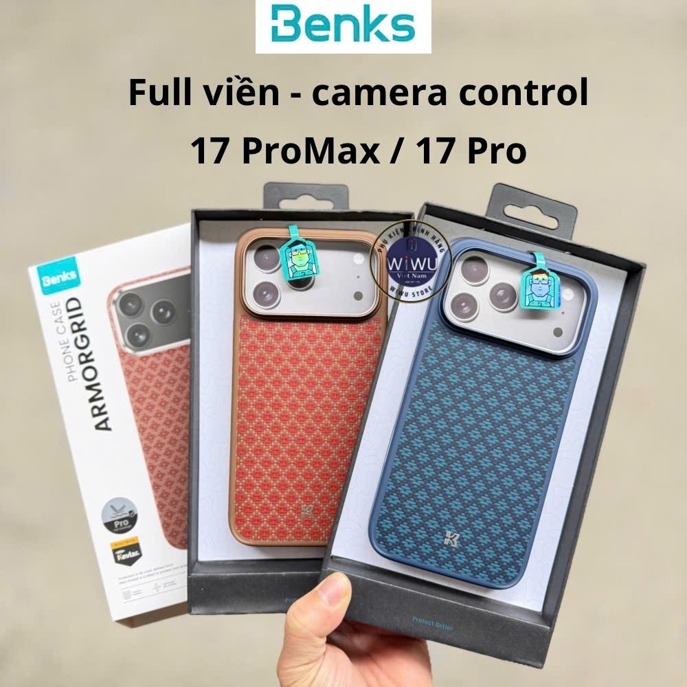 [Chính Hãng] Ốp Lưng Benks ArmorGrid Kevlar Pro Full Viền Cho IP17 Pro/17 PRM - Sợi Kevlar DuPont, H