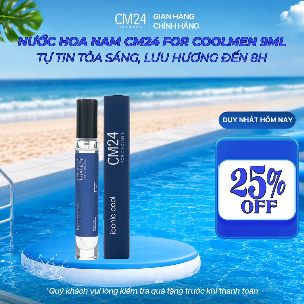 Nước Hoa Nam CM24 For COOLMEN ICONIC COOL Eau de Parfum Hương Thơm Tươi Mát, Nam Tính, Năng Động 9ml