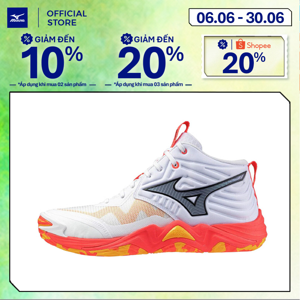 Giày Bóng Chuyền Unisex Mizuno Wave Momentum Elite Mid - Trắng Cam - V1GA251701