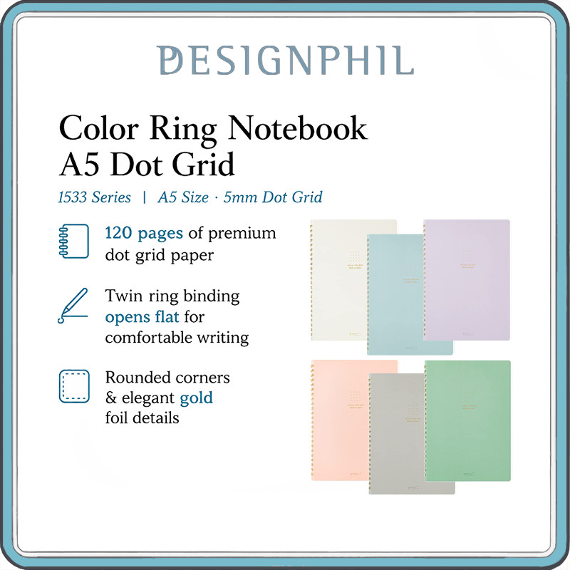 MIDORI A5 Spiral Notebook Dot Grid – Minimalist Japanese Journal, 120 Pages, Pastel Color Variants