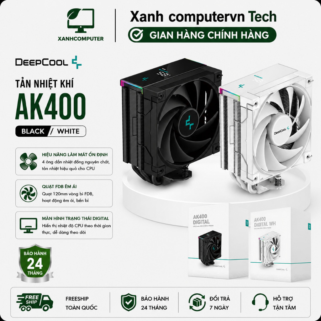 Tản nhiệt khí DEEPCOOL AK400 Black / White - Hàng Chính Hãng