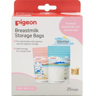 [MALL] Túi trữ sữa Pigeon 120ml hình phong cảnh - Khử trùng Gamma, 2 lớp khóa zip an toàn