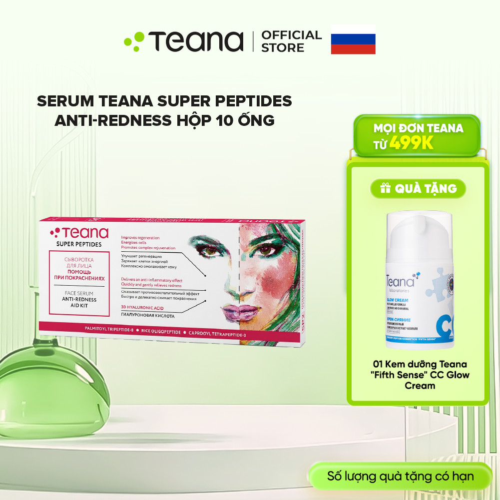 Serum Teana Super Peptides Anti-Redness giảm đỏ, viêm và phục hồi da nhạy cảm 10ml/20ml