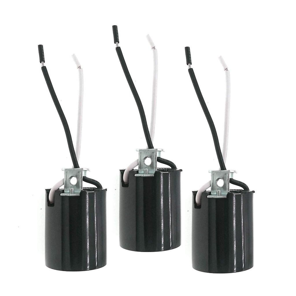 Ổ cắm cố định Phenolic (Bakelite) Đế trung bình E26, Bộ giữ đèn E26 không cần chìa khóa có Hickey, Đ
