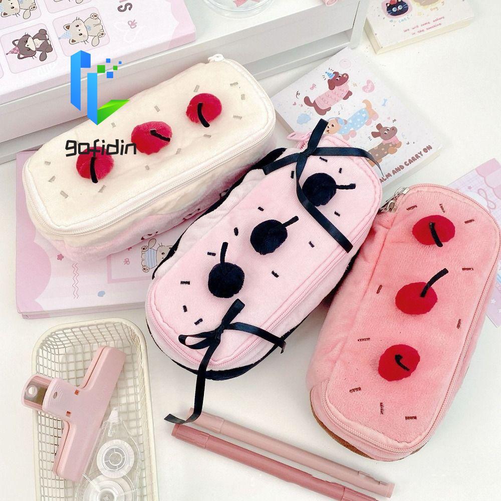 Túi đựng bút anh đào sang trọng GOFIDIN, Hộp đựng bút chì Kawaii thêu dung tích lớn, Túi đựng mỹ phẩ
