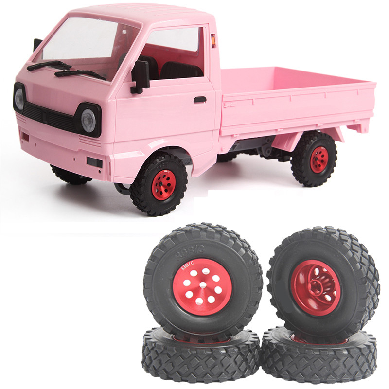 4 WPL D12 Kim Loại Bánh Xe Trung Tâm Lốp Bộ Cho 1 / 10 WPL D12 Trôi Xe Tải Mini RC Xe