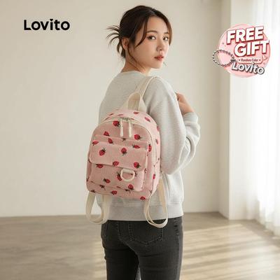 Lovito Ba Lô Thời Trang Hàn Quốc Giản Dị Với Nhiều Ngăn Và Túi Dành Cho Nữ LFA107001
