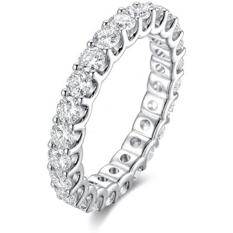 AURALME Lab Grown Diamond Eternity Band 2.75cttw Full Stone D Color VVS Clarity 3mm S925 Bạc Kỷ Niệm
