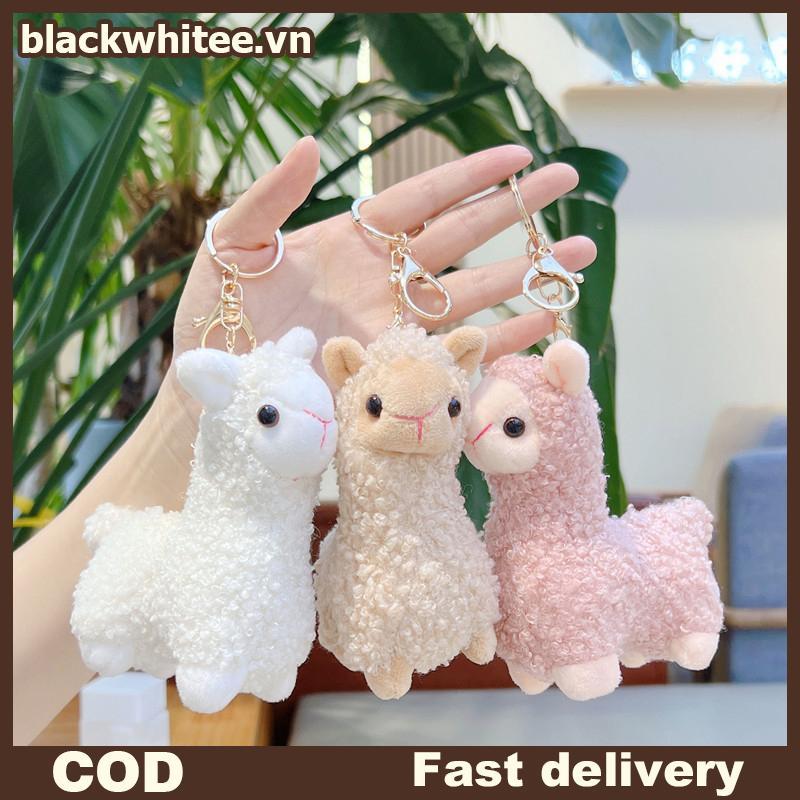 BWHTE Hoạt Hình Dễ Thương Alpaca Sang Trọng Mặt Dây Chuyền Sáng Tạo Búp Bê Kawaii Móc Khóa Thời Tran