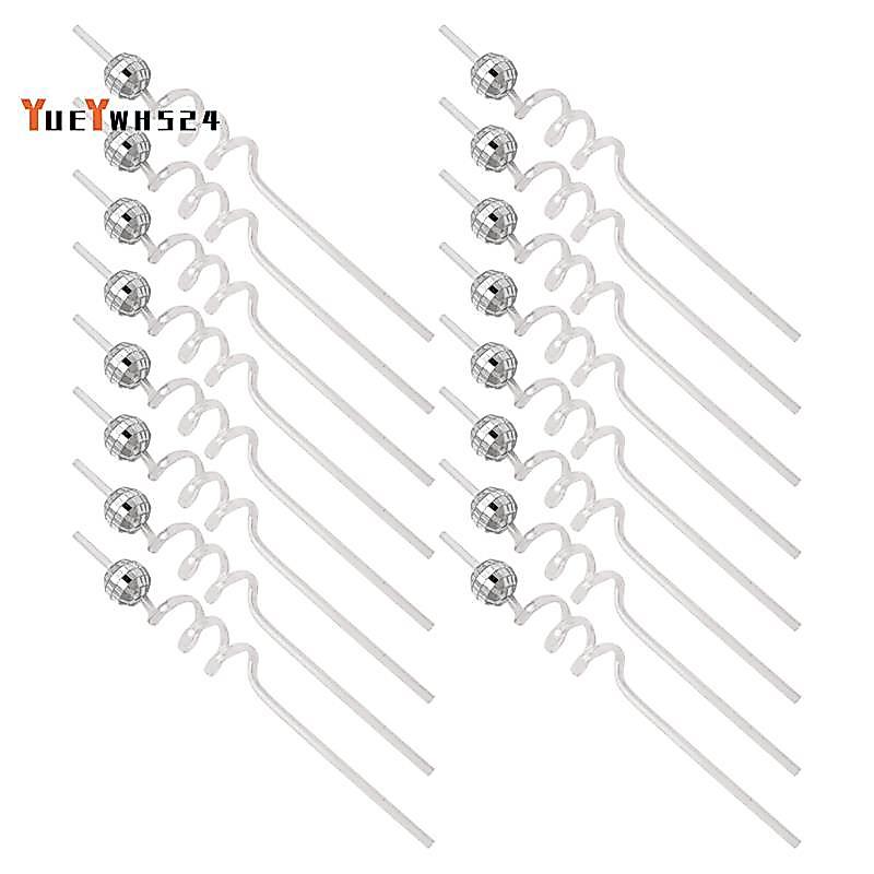 16 Ống Hút Bóng Disco, Ống Hút Trang Trí Tiệc Disco Với Mini Bạc Disco Bóng Trang Trí, 70 Disco Dự T