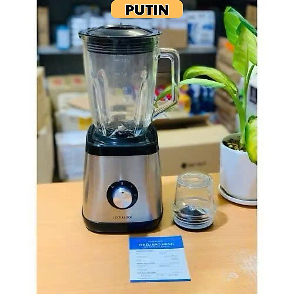 Máy Xay Sinh Tố LocknLock EJM366SLV Công Suất 600w Dung Tích 1.5L, 2 Cối  Thủy Tinh Bảo Hành Chính H