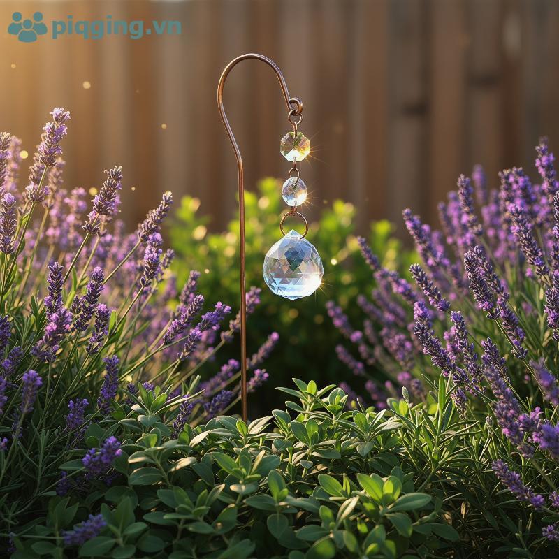 Piqging Garden Sun Catcher Crystal Ball Flower Chậu Cây Treo Trang Trí VN