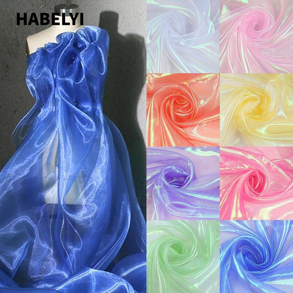 HABELYI Organza Vải, Vải tuyn Laser Mỏng Trong Suốt, Trang Trí Vải Tulle Sáng Bóng Organza Váy Vải C