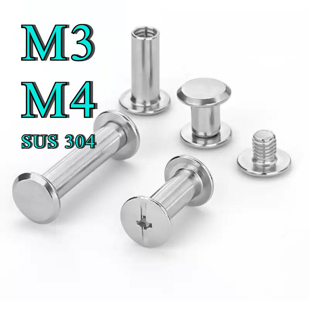 Đinh tán inox, đinh tán vặn ren inox 304 đầu Pake 3ly 4ly (5-30 bộ) [DL]