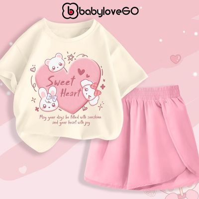Đồ bộ bé gái BabyloveGO, set quần áo siêu xinh, mềm nhẹ thoáng mát cho bé 1-10 tuổi