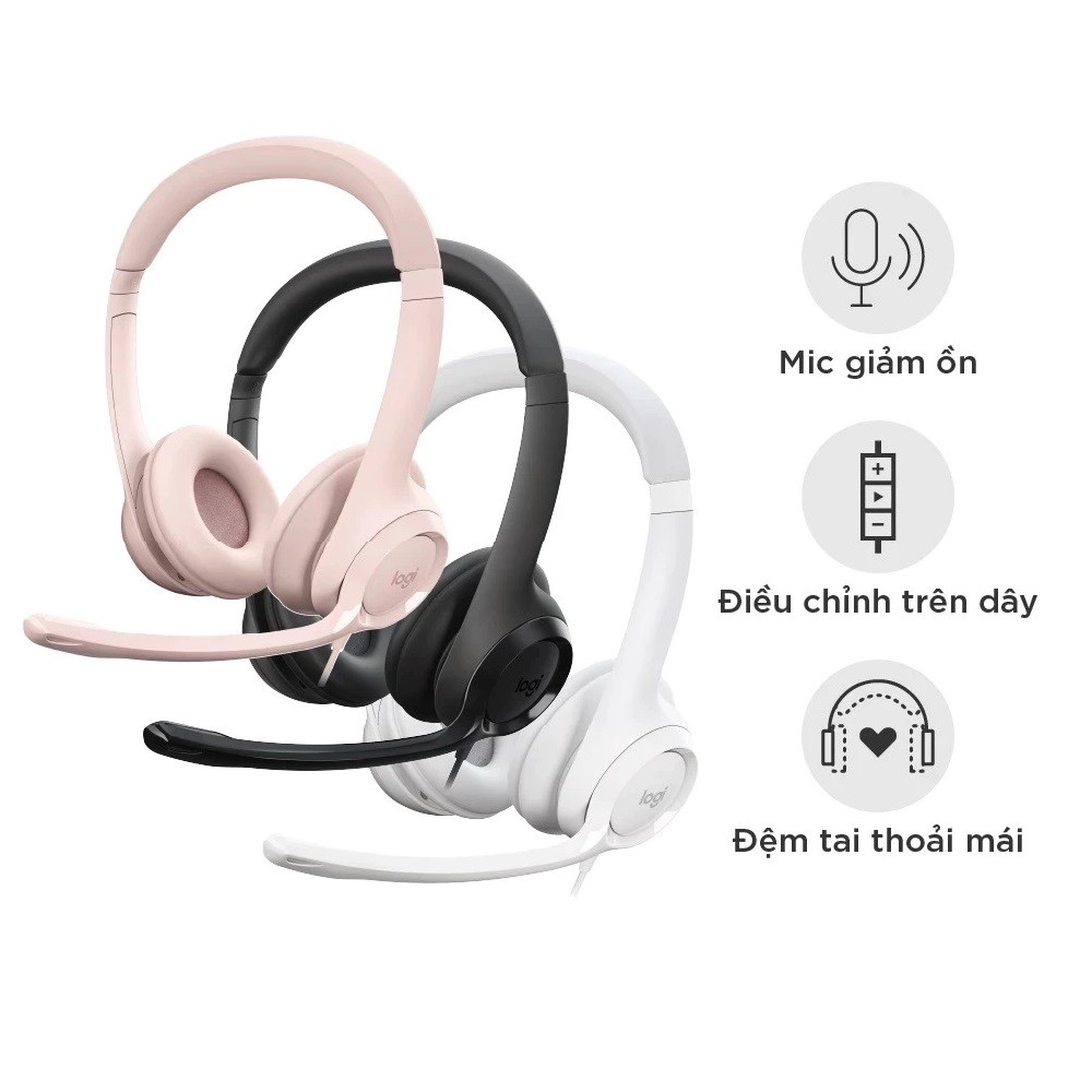 Tai nghe có dây chụp tai Logitech H390 - Mic giảm ồn, kết nối USB-A