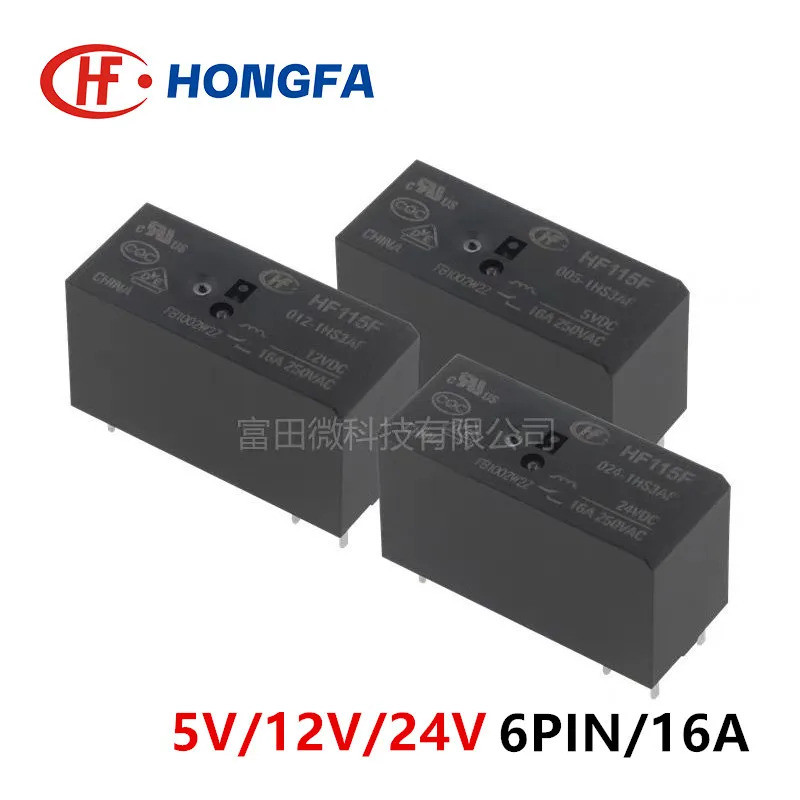 1 Chiếc Rơ Le HONGFA JQX HF115F-005-1HS3AF HF115F-012-1HS3AF HF115F-024-1HS3AF 1HS3A 6Pin 16A 5V 12V