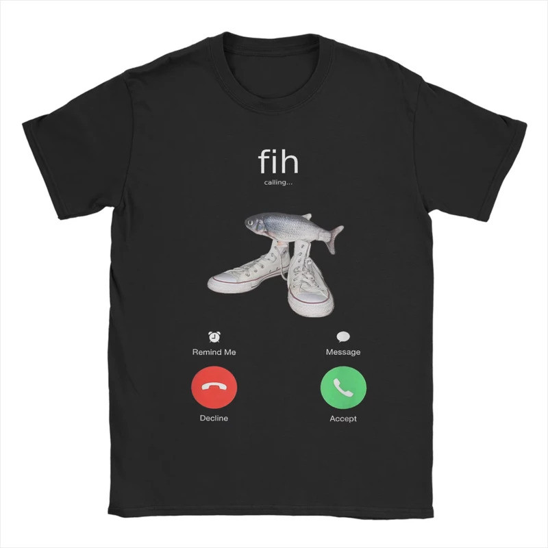 "Fih Meme Fish Calling" Áo thun đánh vần sai lầm dành cho nữ cổ tròn tay ngắn phong cách Harajuku