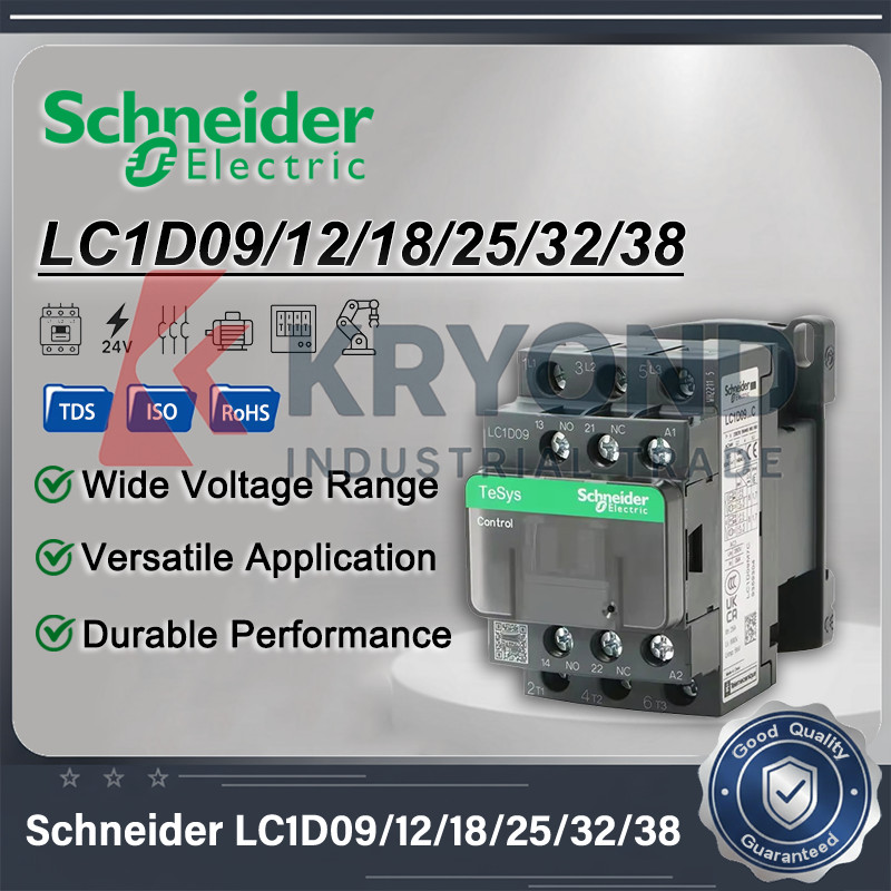 Schneider LC1D09 LC1D12 LC1D18 LC1D25 LC1D32 LC1D38 Bộ tiếp xúc AC 3 cực Cuộn dây 9 – 38A 24V – 380V