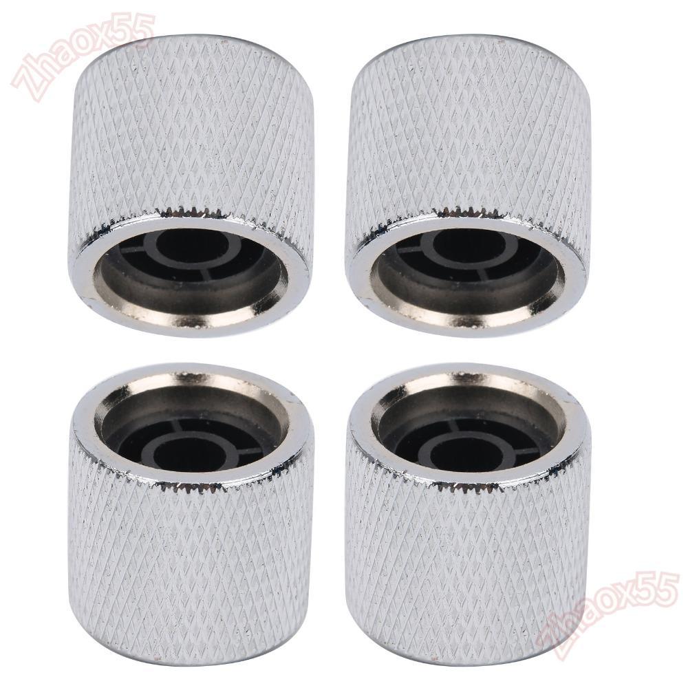 ZHAOX 4 Núm Bass Điện, Kim Loại Màu Bạc / Đồng + Vỏ Thật Đàn Guitar Dome Núm, Vỏ Đàn Bà Cao Cấp Inla