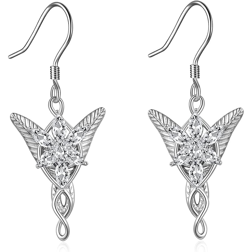 Arwen Evenstar / Bông tai thả lá Elven Chúa tể của chiếc nhẫn Bông tai đính đá Cubic Zirconia, Trang