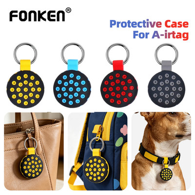 Ốp Bảo Vệ Silicon Fonken Cho AirTag Tracker Bao Có Giá Đỡ Móc Khóa Chống Mất