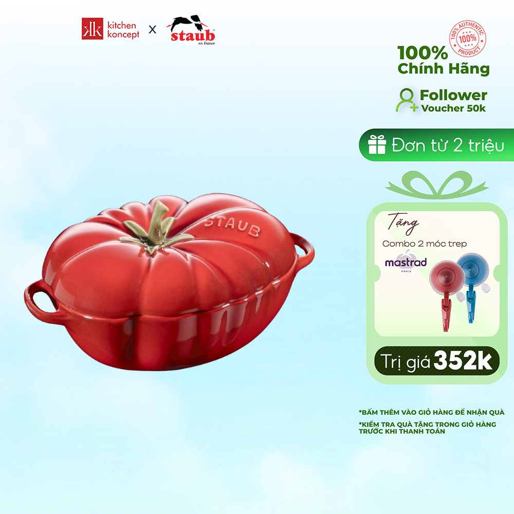 Staub - Tô gốm cà chua màu đỏ cherry - 19cm