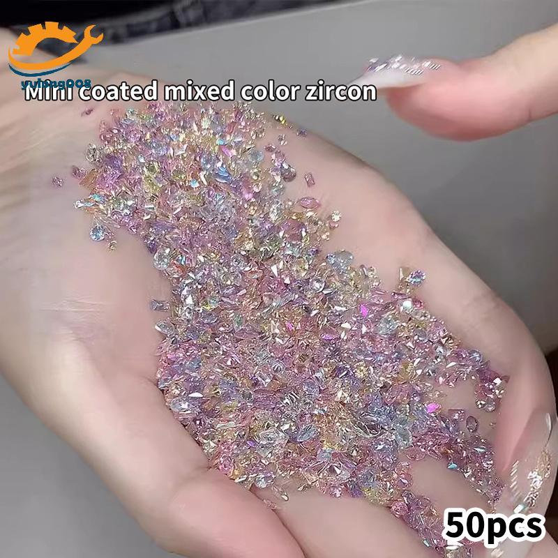 [MR] 50 Cái / lốc 3 Mm Nhiều Màu Móng Tay Nghệ Thuật Đá Quý Micro Móng Tay Kim Cương Giả Mini Pha Lê