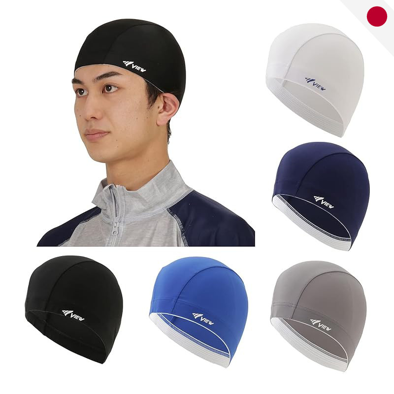 VIEW V52 Swim Cap Adult 2 Way Stretch Swimming Cap - Comfort Elastic Fabric Pool Hat