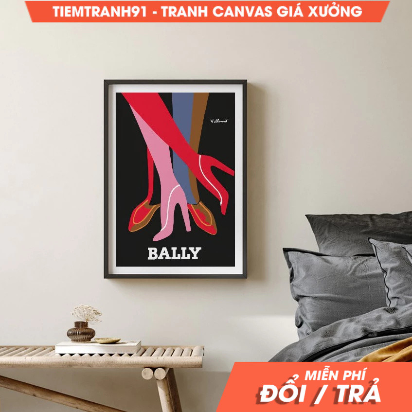 Tranh treo tường, Vintage Bally Legs Woman Shoes Poster, Villemot, Vintage Wall Art, Bally Posters, 
