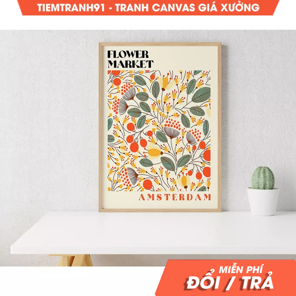 Tranh treo tường, Flower Market, Amsterdam Flower Market,Tokyo Flower Market, Florist Gift, tặng kèm