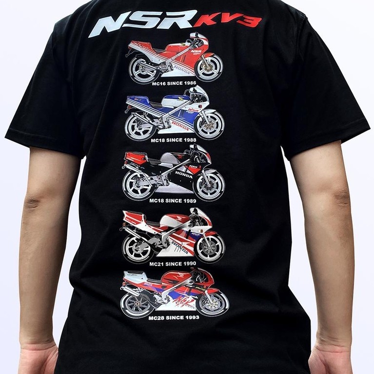Honda NSR250R-KV3 Hai Dash Cảm Xúc Xe Máy Suy Nghĩ 100% cotton Người Cổ Tròn Áo Thun Tay Ngắn MC16-2
