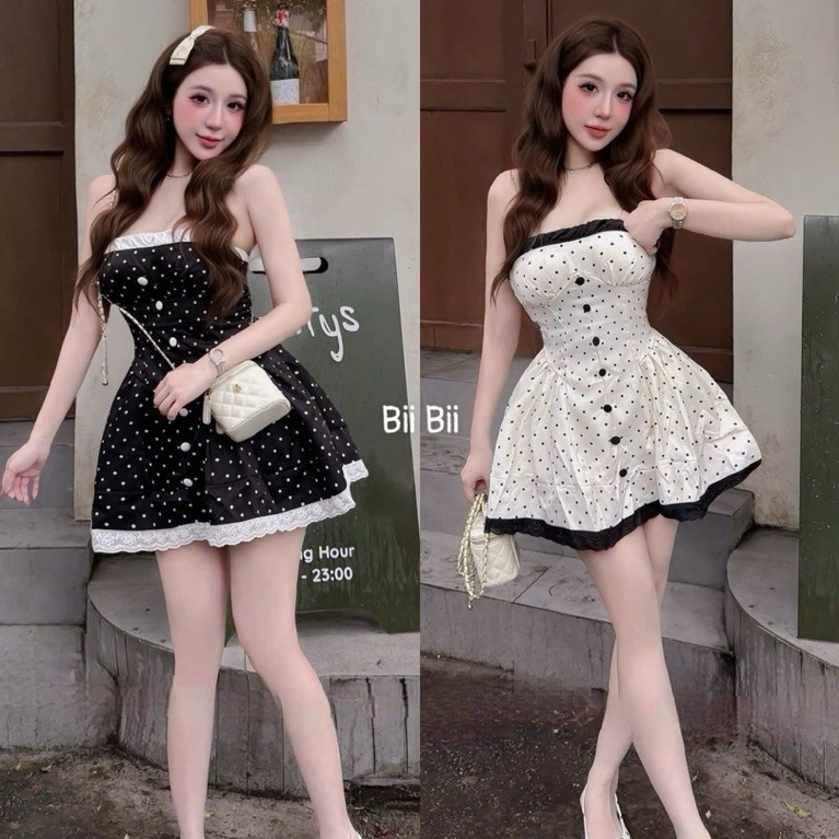 ĐẦM BI CÚP NÚT BỌC FORM XOÈ BYJOLIE