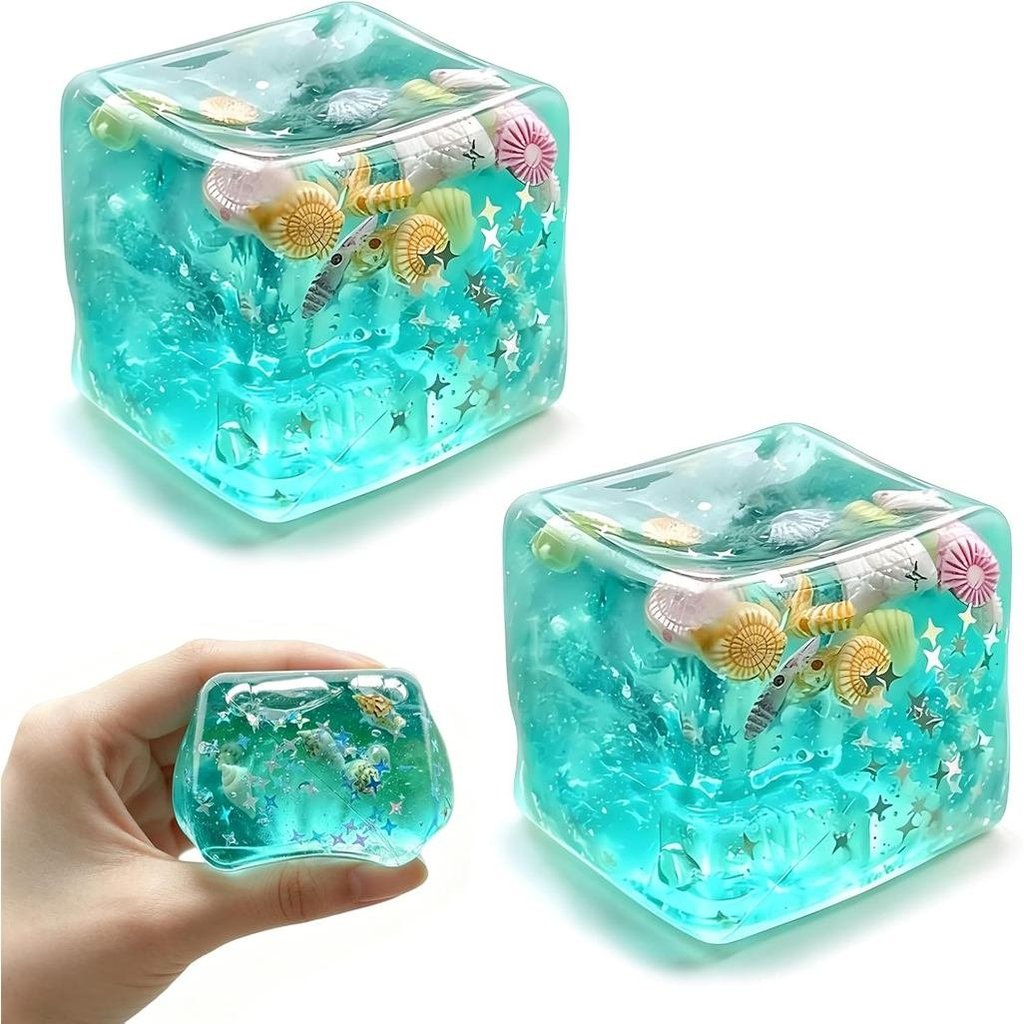 2 Chiếc Ice Cube Squishy Stress Ball - Doh Ice Cube Fidget Stress Ball, Ice Squishy Moldable Slow Ri