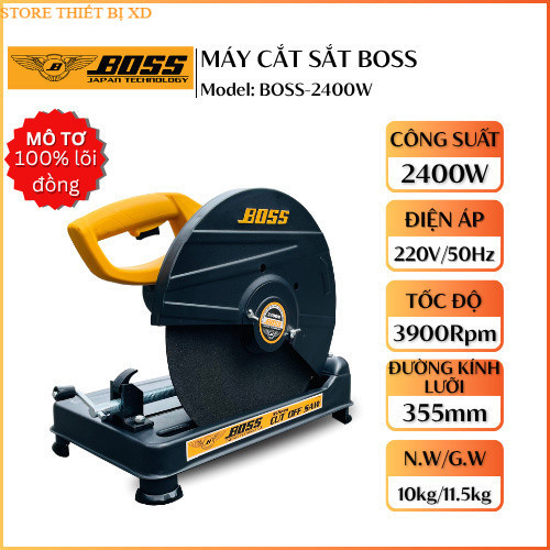 Máy cắt sắt CHÍNH HÃNG BOSS 2400w kèm đá cắt 355m motor ĐỒNG nhập STORE THIẾT BỊ XD