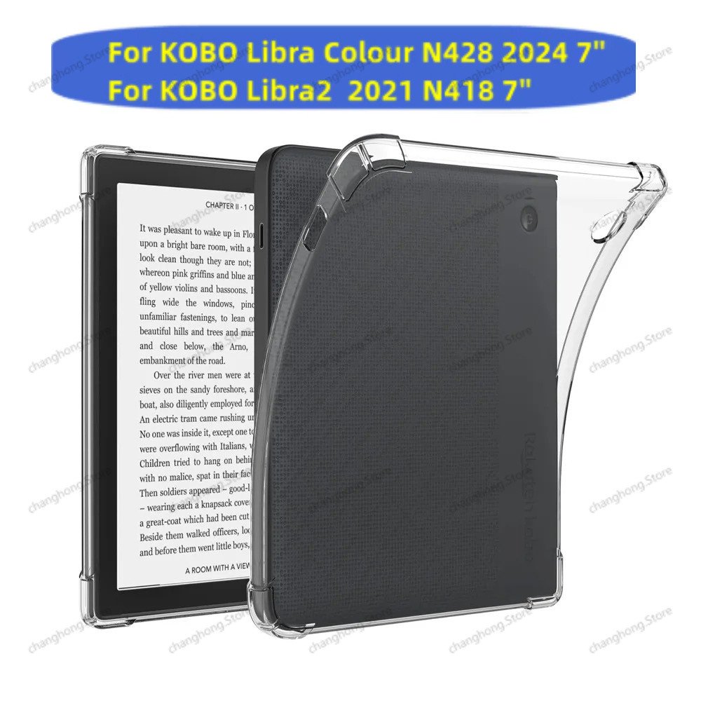 7 inch ebook Vỏ bảo vệ trong suốt cho Kobo Libra Color 2024 N428 Libra 2 Libra2 N418 Vỏ bảo vệ TPU c