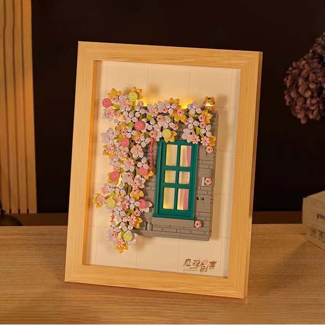 New Product~Weile Creative Flower-Seeing-Brings-Joy Building Blocks Flower 3D Wall Art Picture Frame