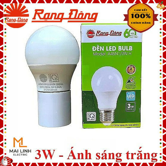 (Rạng Đông) Bóng đèn Led bulb tròn 3W - Đui E27 - Siêu sáng - Tiết kiệm điện - Bóng 3W MPE