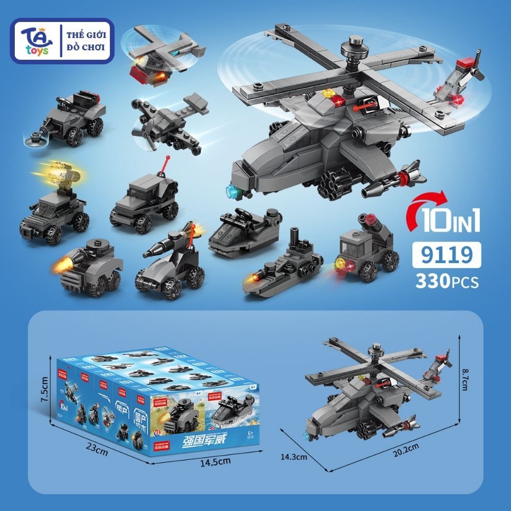 ( 10IN1 ) Set Đồ Chơi Lắp Ghép Set Trực Thăng 300+ Chi Tiết – Mô Hình Lắp Ráp Nhiều Mẫu