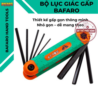 Bộ Lục Giác Gấp Gọn Thép Tối Cứng CRV 8 Chi Tiết 12Cm Bafaro BR-64GL Vặn Ốc Xe Máy Cơ Khí