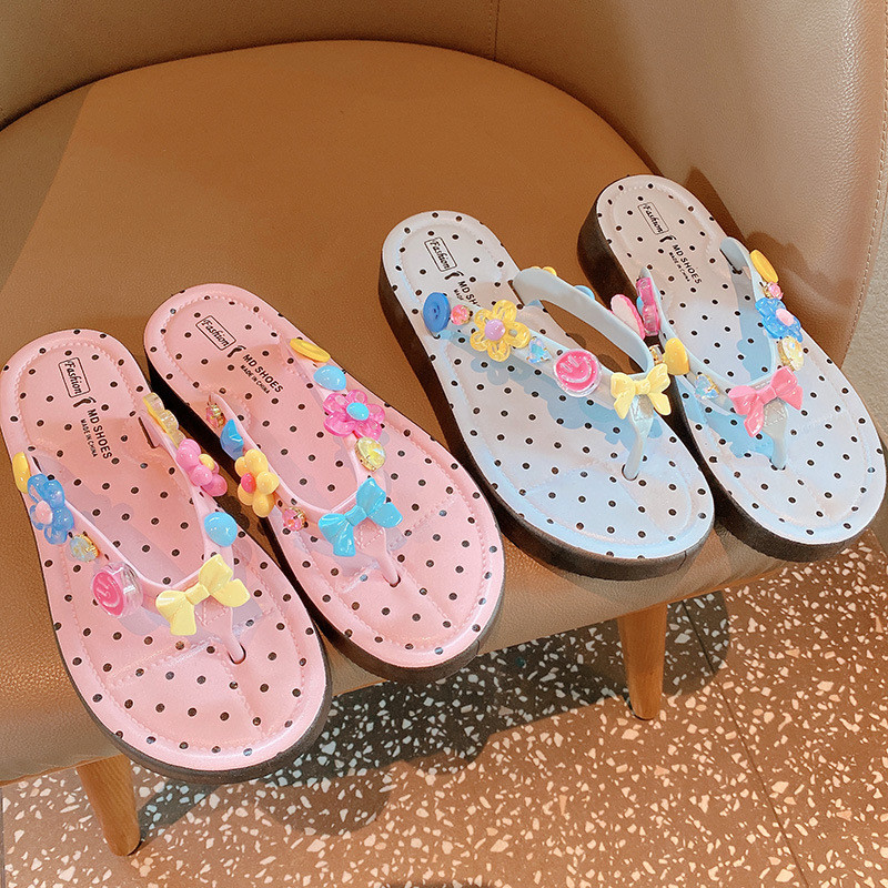 Đế dày Flip-Flops Wedge Flip-Flops Flip-Flops Dopamine Color Matching Anti-Slip Be